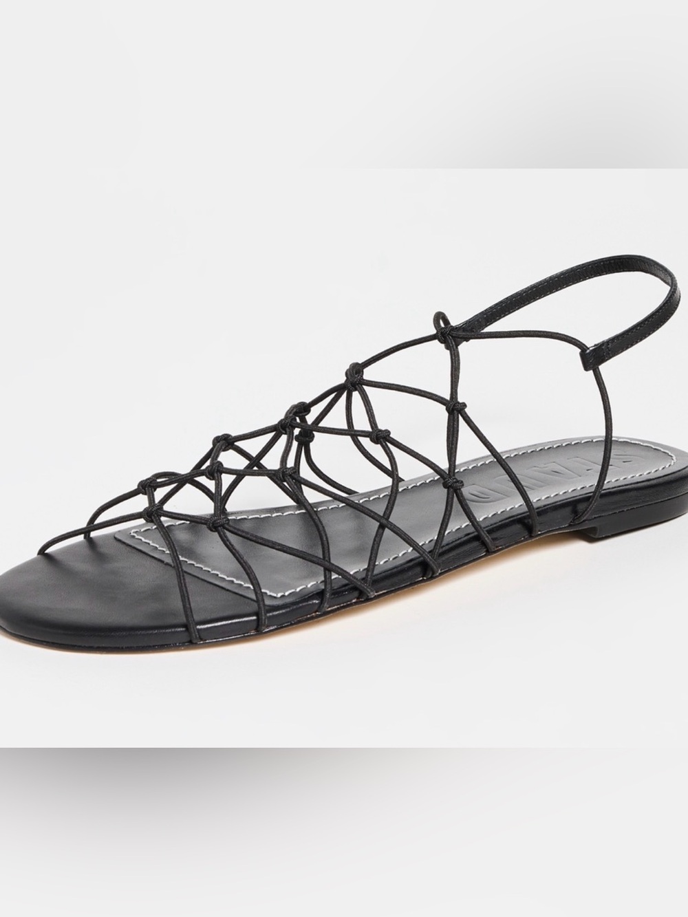 Staud Women's Black Strappy Lace-Up Flat Sandals - Picture 4 of 4